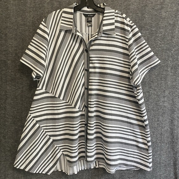 Ali Miles Tops - Ali Miles Top Women 1X Artsy Textured Asymmetric Oversized Tunic Lagenlook